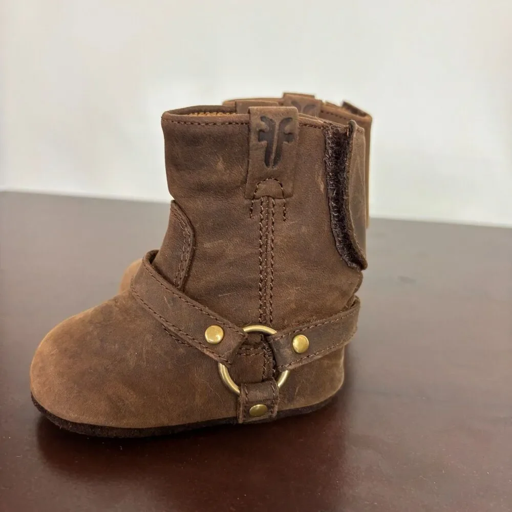 Frye Brown Harness Leather Riding Boots Baby Girl 1M 0-3 Months